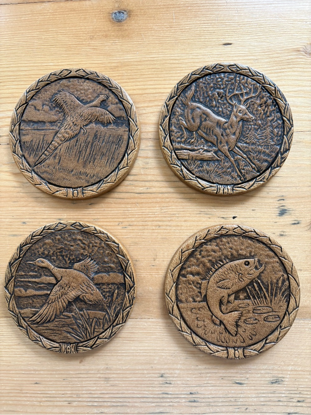 Vintage Coaster Set 3M Matina Decor Forms Wildlife 1970 EUC